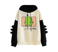 PAIDAXING Dinosaur Hoodies Donna Pullover con Corna sulla Manica Cotone Felpe Ragazza Carino Casual Top per Inverno Autunno Primavera Taglia S-5XL, J-nero., M