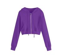 PAIDAXING Felpe con cappuccio con zip da donna UK leggere corte a maniche lunghe con cerniera completa giacche con cappuccio con tasche da donna autunno capispalla casual allenamento pullover da corsa