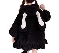 PAIDAXING Felpe con cappuccio da donna con cappuccio carino con orecchie da coniglietto peloso maglione coniglio felpa comoda pullover maglione top felpe con cappuccio kawaii sciolto ampio morbido
