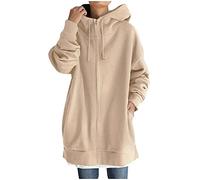 PAIDAXING Felpe da donna oversize con cappuccio con cerniera completa giacche con cappuccio moda tinta unita plus size felpa capispalla da donna casual autunno inverno vestibilità ampia cardigan