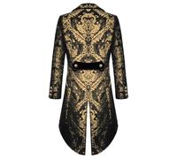 PAIDAXING Giacca da uomo gotico Punk - Broccato nero per festival di moda matrimonio cosplay rinascimentale medievale Halloween retrò oro XL