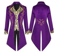 PAIDAXING Giacca da uomo in stile steampunk, retrò, ricamata, gotico medievale, vittoriano, uniforme vintage per cosplay rinascimentale, feste in maschera di Halloween, eventi a tema retrò, Viola, L