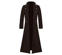 PAIDAXING Giacca vintage da uomo, stile steampunk, medievale, rinascimentale, doppiopetto, con risvolto, stile gotico, retrò, cosplay, Halloween, giochi di ruolo, performance, A#1-marrone, XXL