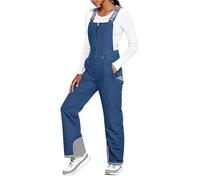 PAIDAXING Pantaloni da sci impermeabili da uomo donna termici con cerniera antivento pantaloni da neve invernali caldi a vita alta bavaglini da sci snowboard salopette per escursioni all'aperto tuta