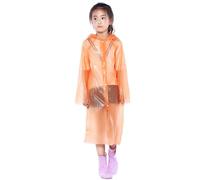 PAIDAXING Poncho antipioggia monouso, mantello rosso, unisex, in PEVA, con bottoni, ispessito, per bambini, design con cappuccio, ideale per viaggi e attività all'aperto nel Regno Unito, Arancione