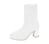PAIDAXING Stivaletti da donna taglie forti misto lana punta tacco grosso elastico calzino stivali con cinturino posteriore design classico vestibilità comoda autunno inverno calzature moda per donna