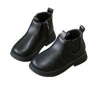 PAIDAXING Stivaletti da principessa autunno inverno da ragazza alla moda suola morbida antiscivolo tacco basso stivaletti con zip laterale casual versatile bambini tinta unita scarpe da esterno