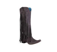 PAIDAXING Stivali da cowboy da donna, stile retrò, a metà polpaccio, in pelle scamosciata, stile western, con nappa, stile vintage, con punta a blocco, stivali da equitazione invernali e autunnali