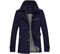 PAIDAXING Trench da uomo casual medio lungo in tinta unita - giacca retrò medievale rinascimentale, ideale per cosplay gotico, costumi di Halloween, eventi a tema vintage e uso quotidiano, Blu, L