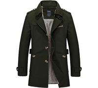 PAIDAXING Trench da uomo casual medio lungo in tinta unita - giacca retrò medievale rinascimentale, ideale per cosplay gotico, costumi di Halloween, eventi a tema vintage e uso quotidiano, Verde, L