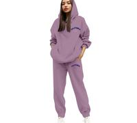 PAIDAXING Tuta da donna, set completo da 2 pezzi, con stampa di lettere, felpa con cappuccio e pantaloni da jogging, taglie forti, a maniche lunghe, con cappuccio e coulisse, pantaloni da palestra da