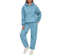 PAIDAXING Tuta da Donna Set Completo UK 2 Pezzi Co Ord Set Abiti Felpa con Cappuccio e Pantaloni da Ginnastica Set da Palestra Abbigliamento Sportivo Y2k Autunno Inverno Abiti per il Tempo Libero, 01