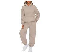 PAIDAXING Tuta da donna Set completo UK 2 pezzi Co Ord Set Outfits Ladies Felpa con cappuccio e pantaloni della tuta Jogger Set Gym Activewear Y2k Autunno Inverno Outfits Lounge Wear, 03-Beige, XXL