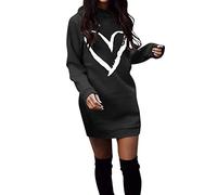 PAIDAXING Vestito da donna con cappuccio autunno inverno stampa casual manica lunga pullover felpa abito sciolto leggero manica lunga top donna moda felpa con cappuccio abito ampio maglione