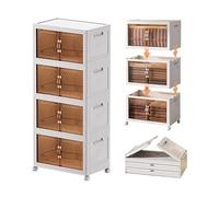 PAIDE P Contenitore Plastica con Coperchio e Sistema di Impilamento, Scatola in Plastica con Coperchio per Riporre Oggetti. Porta Giochi Bambini Contenitori con Ruote. (60 cm - 4 Scomparti)