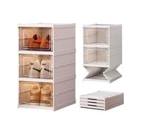 PAIDE P Scarpiera Salvaspazio Pieghevole. Scaffale Plastica Organizzatore di Scarpiere Per Ingresso, Armadio e Corridoio. Scatole Porta scarpe Impilabili Con Porta. (3 Scomparti)