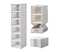 PAIDE P Scarpiera Salvaspazio Pieghevole. Scaffale Plastica Organizzatore di Scarpiere Per Ingresso, Armadio e Corridoio. Scatole Porta scarpe Impilabili Con Porta. (x 6 Scomparti)