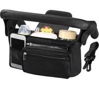 PAIKIUU Organizer per passeggino, borsa per passeggino, organizer per passeggino, borsa organizer per passeggino, borsa con 3 portabevande isolati, tasca con cerniera, tracolla regolabile per ogni