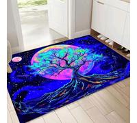 Paillasson Arte Psichedelica Tapis de Sol, Adapté pour l'intérieur, Neon Albero Antidérapant Lavable en Machine, 40x60cm, pour Chien, Entrée, Porte d'entrée, Couloir, Blu scuro