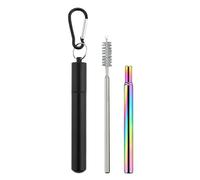 Pailles De Voyage Réutilisables Avec Étui - Ensemble De Pailles Pliantes En Acier Inoxydable | Paille Écologique Portable Avec Et Brosse De Nettoyage