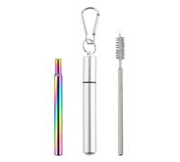 Pailles De Voyage Réutilisables Avec Étui - Ensemble De Pailles Pliantes En Acier Inoxydable | Paille Écologique Portable Avec Et Brosse De Nettoyage