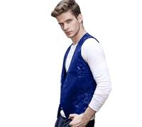 Pailletten Gilet Uomo Donna con Scollo a V, Anzugweste Blazer, Giacca da Cerimonia, per Carnevale, Fasching, Disco, Festa, Weste Clubwear, Anzugweste per Matrimonio e Festa, K blu., 5XL