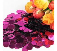 Paillettes 10mm 15mm 20mm 25mm Grandi paillettes piatte con bordo rotondo e foro per decorazioni fai da te per bambini, danza, 20 g - Rosa rossa - 15 mm 20 g