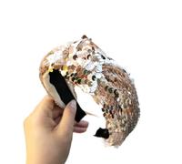 Paillettes annodato fascia retrò a tesa larga fascia per capelli accessori da donna alla moda (marrone)