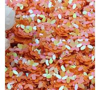Paillettes da 10 mm, nuove paillettes tridimensionali a forma di fiore a cinque foglie, rotonde, fai da te, cucito, artigianato, 10 g/20 g/50 g-arancione-10 mm 50 g