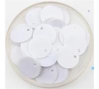 paillettes di plastica, artigianato fai da te, Paillettes di plastica da 15 mm con retro piatto e 1 foro laterale, confezione da 120 multicolore(Solid White)