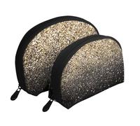 Paillettes dorate scintillanti, Borsa per trucco a conchiglia Portamonete da donna Borsa da toilette piccola Borsa per cosmetici 2 pezzi