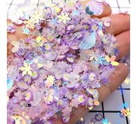 Paillettes fai da te fatte a mano Cinque stelle Luna Concubina Conchiglia Fiocco di neve Paillettes multiple mescolate policrome 10ml-Viola10ml