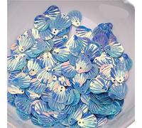 Paillettes In Plastica 18 * 20mm a forma di conchiglia in PVC con paillettes sfuse fai da te for abbigliamento, forniture for cucire, calzature, decorazioni for feste(Blue,50g)