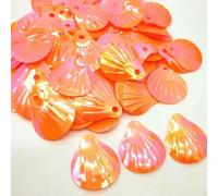 Paillettes in PVC sciolte a conchiglia grande da 50 g, 24,0 mm, per lavori artigianali, cucito, fai da te, accessori per abbigliamento, arancione AB-default