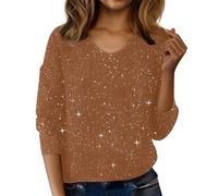 Paillettes Maglioni da donna Plus Size Camicie a maniche lunghe Maglione con scollo a V Pullover da donna Shimmer Top Glitter Top scintillante Festival Party Shirt Shining Tees Autunno Primavera