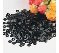 Paillettes nere da 10 g, paillettes piatte rotonde in PVC, per artigianato, indumenti da donna, accessori da cucito, tazza da 6 mm, colore nero
