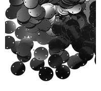 Paillettes per cucito artigianale, 4 fori paillettes argentate dorate per artigianato fiocchi di paillettes rotonde grandi piatti per abbigliamento / borsa fai da te 20 mm / 25 mm / 35 mm (nero, 35 mm