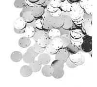 Paillettes per cucito artigianale, 50 g / borsa a 4 fori paillettes argentate per artigianato paillettes rotonde piatte grandi vestiti / accessori per borse petali fai da te 15/20/25/35 mm (argento 15