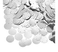 Paillettes per cucito artigianale, 50 g / borsa a 4 fori paillettes argentate per artigianato paillettes rotonde piatte grandi vestiti / accessori per borse petali fai da te 15/20/25/35 mm (argento 20