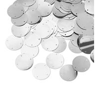 Paillettes per il fai da te e il cucito, 50 g / borsa 4 fori Paillettes argento per artigianato piatto grande e rotondo con paillettes / accessori per borsa fiocchi fai da te 15/20/25/35 mm (argento