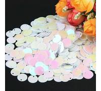 Paillettes piatte rotonde grandi 10 mm 15 mm 20 mm 25 mm foro bordo paillettes sciolte per bambini danza fai da te decorazione -ABwhite-15mm20g240pcs