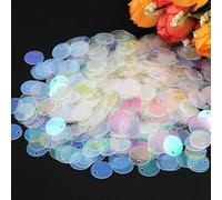 Paillettes piatte rotonde grandi paillettes 10 mm 15 mm 20 mm 25 mm foro bordo paillettes sciolte per decorazioni fai da te per bambini danza - AB trasparente - 30 mm 20 g 80 pezzi