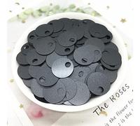 Paillettes sciolte in PVC piatto rotondo da 20 mm con paillettes nere opache con paillettes a foro laterale grande indumento da cucito fai-da-te 20g-Nero opaco