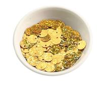 Paillettes sfuse in plastica con foro grande, Paillettes rotonde piatte da 10 mm con foro, confezione da 200 pezzi for fai da te, artigianato, cucito, multicolore(Gold)