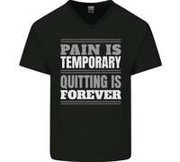 Pain Is Temporaneo Palestra Frase Bodybuilding Uomo Scollo A V Cotone T-Shirt