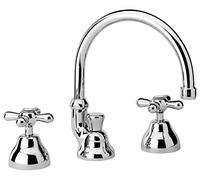 Paini - LIBERTY 214 Rubinetto Batteria lavabo 3 fori con bocca orientabile e maniglie a Croce, Bagno, Cromato, Design Liberty, interamente prodotto e lavorato in Italia