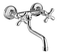 Paini - LIBERTY 501 Gruppo Lavello a Muro, Cucina, Cromato, Bocca tubo e maniglie a Croce, Design Liberty, interamente prodotto e lavorato in Italia