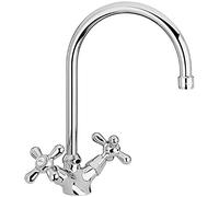 Paini - LIBERTY 572 Rubinetto Miscelatore Monoforo Cucina, Lavello, Cromato, Bocca tubo e maniglie a Croce, Design Liberty, interamente prodotto e lavorato in Italia