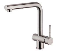 Paini - Rubinetto Miscelatore Monocomando Cucina, INOX, Lavello doccia estraibile, Design moderno, interamente prodotto e lavorato in Italia