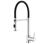 Paini - Rubinetto Miscelatore Monocomando Cucina, Lavello, Cromato, Leva laterale orientabile, con Attacco Doccia Automatico, Design moderno, interamente prodotto e lavorato in Italia